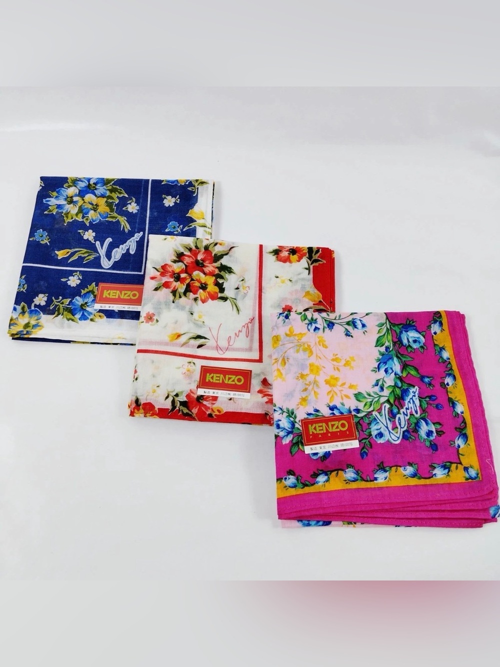 Kenzo Kids Floral Handkerchiefs - Blue, Red, Pink